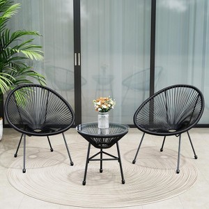 Heynemo 3 Piece Patio Bistro Set, Outdoor Acapulco Chair and Table Set, All-Weather Patio Furniture Set for Yard Balcony Poolside - 1 of 4