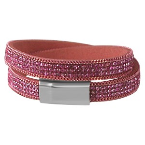 Zirconite Colored Crystals Double Wrap Bracelet - Pink, Women