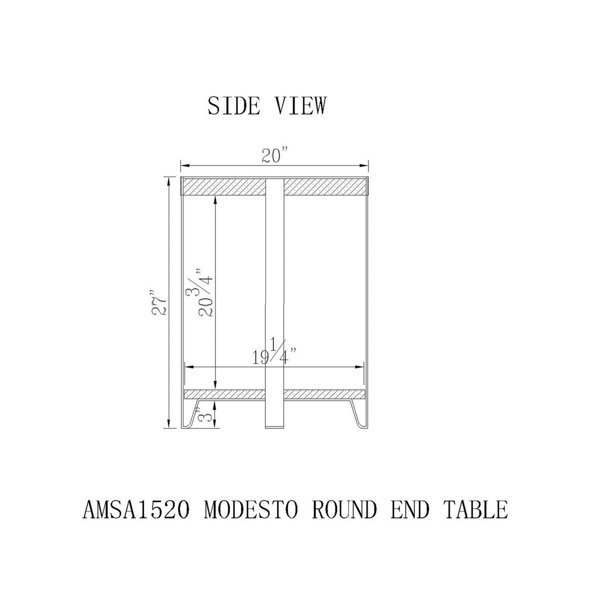 20" Modesto Diameter Round End Table Brown - Alaterre Furniture: Rustic Industrial Style, Fixed Shelf, Metal Frame - thumbnail 4