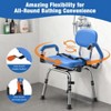 4-in-1 Wide 360°Swivel Shower Chair for Elderly and Disabled, Adjustable Height & Arms Width Padded Shower Chair for Inside Shower & Bathroom Bath Tub - 3 of 4