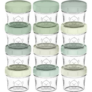 12pk Prep Baby Food Storage Containers, 4 oz Leak-Proof, BPA Free Glass Baby Food Jars for Feeding - 1 of 4