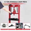 Hydraulic Shop Press, Garage Floor Press - 12 Ton H-Frame Adjustable Heavy Duty with Plates for Bending, Straightening, Bearings/U-Joints - 3 of 4