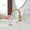 BWE Single Hole Single-Handle High Arc Bathroom Faucet With Swivel Spout in Stainless Steel - image 4 of 4