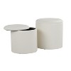 Vynxaria Maverick Contemporary Nesting Ottoman Set in Cream Faux Leather ¨C Stylish & Space-Saving - 2 of 4