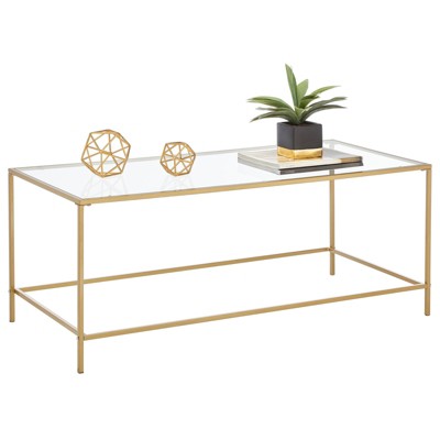 mDesign Metal and Glass Top Rectangle Accent Coffee Table Furniture