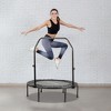 HolaHatha 36 Inch Portable Foldable Mini Trampoline Fitness Rebounder with 5 Level Adjustable Handle, Supports up to 330 Pounds, Black - 4 of 4