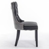 DOMETOUR 2 Pcs High-end Tufted Modern Upholstered Dining Chair PU and Velvet with Wood Legs Nailhead Trim - 3 of 4