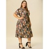 Agnes Orinda Women's Plus Size Regular Fit Elegant Short Sleeve Floral Pattern A Line Dresses - 4 of 4
