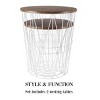 Hasting Home Set of 2 Nesting Tables with Storage - End Tables with Removable Wood Tops and Metal Basket Frame - 4 of 4