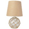 14.75" Maritime Medium Coastal Fisherman Shoreside Colored Glass Rope Table Lamp with Fabric Shade - Lalia Home - 3 of 4