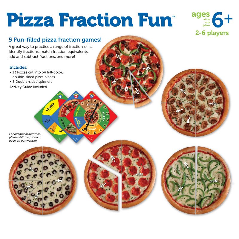 Learning Resources Pizza Fraction Fun Game, 13 Fraction Pizzas, 16 Piece Game, Ages 6+, 5 of 6