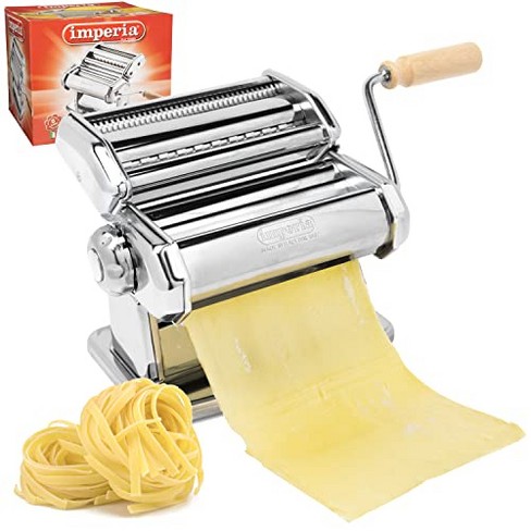 Cucina Pro Imperia Pasta Maker Machine - Heavy Duty Steel Construction W  Easy Lock Dial And Wood Grip Handle- Model 150 Made In Italy : Target