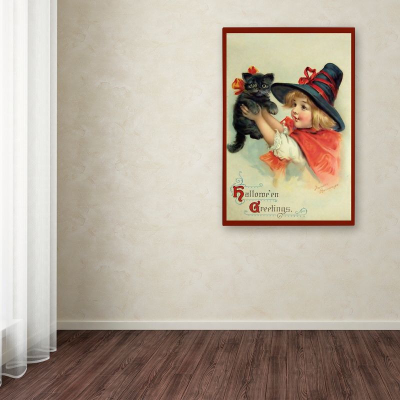 Trademark Fine Art -Vintage Apple Collection 'Little Witch And Halloween Kitty' Canvas Art, 3 of 4