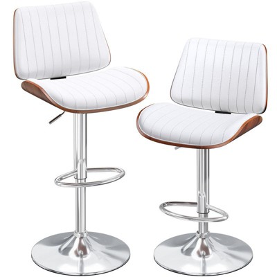 Gikpal Swivel Barstools for Kitchen Island with Bentwood Back & Leather Seat, Counter Height Bar Chair with Back & Footrest, for Kitchen, Dining Room