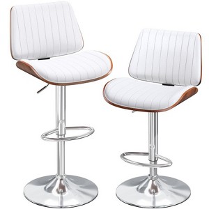 Gikpal Swivel Barstools for Kitchen Island with Bentwood Back & Leather Seat, Counter Height Bar Chair with Back & Footrest, for Kitchen, Dining Room - 1 of 4