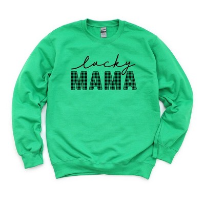Simply Sage Market Women's Graphic Sweatshirt Lucky Mama Buffalo Plaid