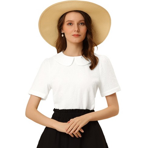 White peter pan collar best sale blouse womens