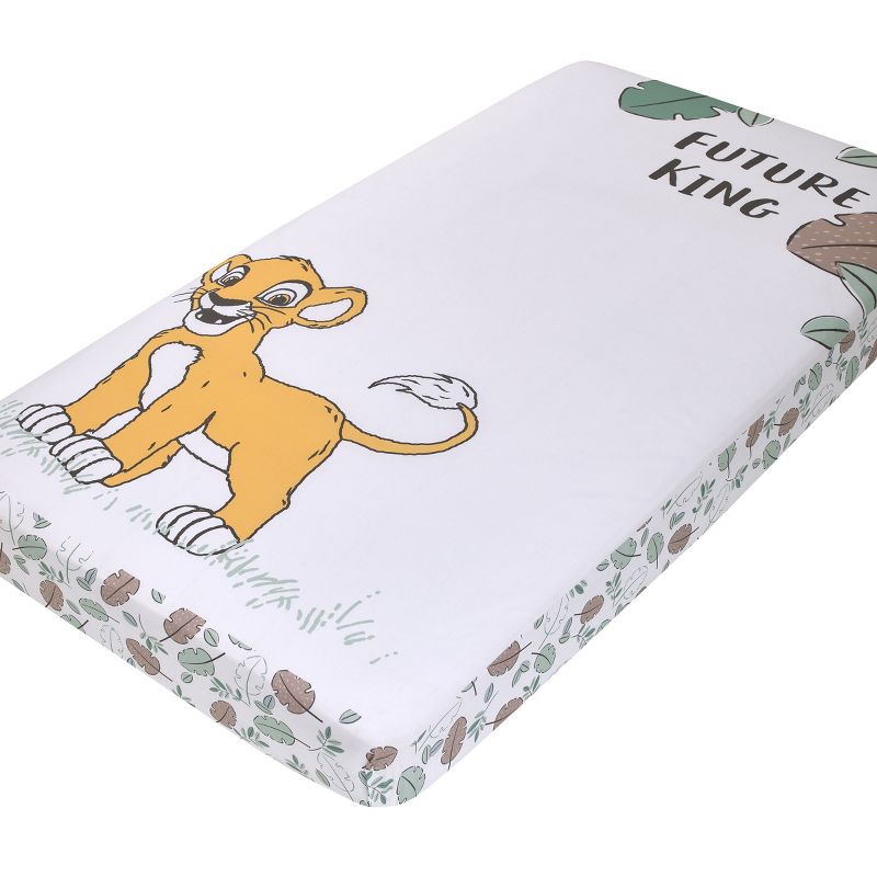 Disney Lion King Teal, Sage, White and Gold Simba Future King Cotton Photo Op Fitted Crib Sheet, 1 of 6