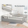 Lyngins French Twin Size Bed Frame, Children's Floor Bed Frame with Super High Security Barrier & Door, Montessori Wooden Toddler Bed, Support Slat - 2 of 4