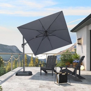 PURPLE LEAF Cantilever Umbrella Left-right Tilting Swivel Square Patio Umbrella Outdoor Offset Aluminum Umbrella with 360°Rotation With Base - 1 of 4