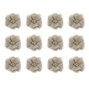 Unique Bargains Artificial Rhinestone Chiffon Flower Heads 12 Pcs Khaki - 1 of 4