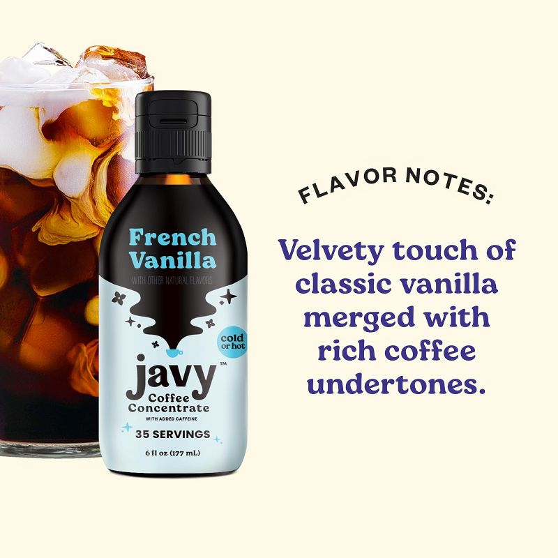 Javy Cold Brew French Vanilla Coffee Concentrate - Medium Roast, Unsweetened & Sugar-Free - 6oz, 4 of 9