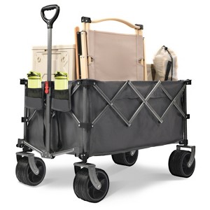 RISOKEYS 400L Heavy Duty Foldable Utility Wagon Cart with Enhanced Steering & All-Terrain Wheels,220LBS Capacity for Camping,Shopping,Outdoor - 1 of 4