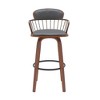 HomeRoots 30" Gray And Wood Brown Faux Leather Swivel Low Back Bar Height Bar Chair - 4 of 4