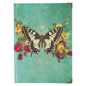 Christian Art Gifts Butterfly Journal W/Scripture Hope Isa. 40:31 Bible Verse Road/288 Ruled Pages, Large Hardcover Teal Notebook - 1 of 1