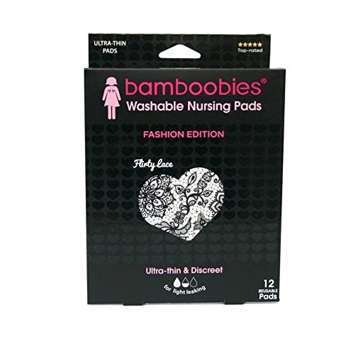 Bamboobies Washable Overnight Nursing Pads for Breastfeeding, Reusable  Pads, Blue and White (4 Pairs)