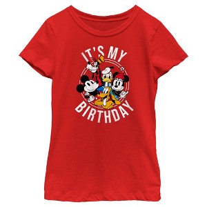 Girl's Mickey & Friends It's My Birthday Group Shot T-Shirt - 1 of 4