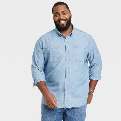 Men's Big & Tall Long Sleeve Denim Button-down Shirt - Goodfellow & Co™  Light Blue 3xlt : Target