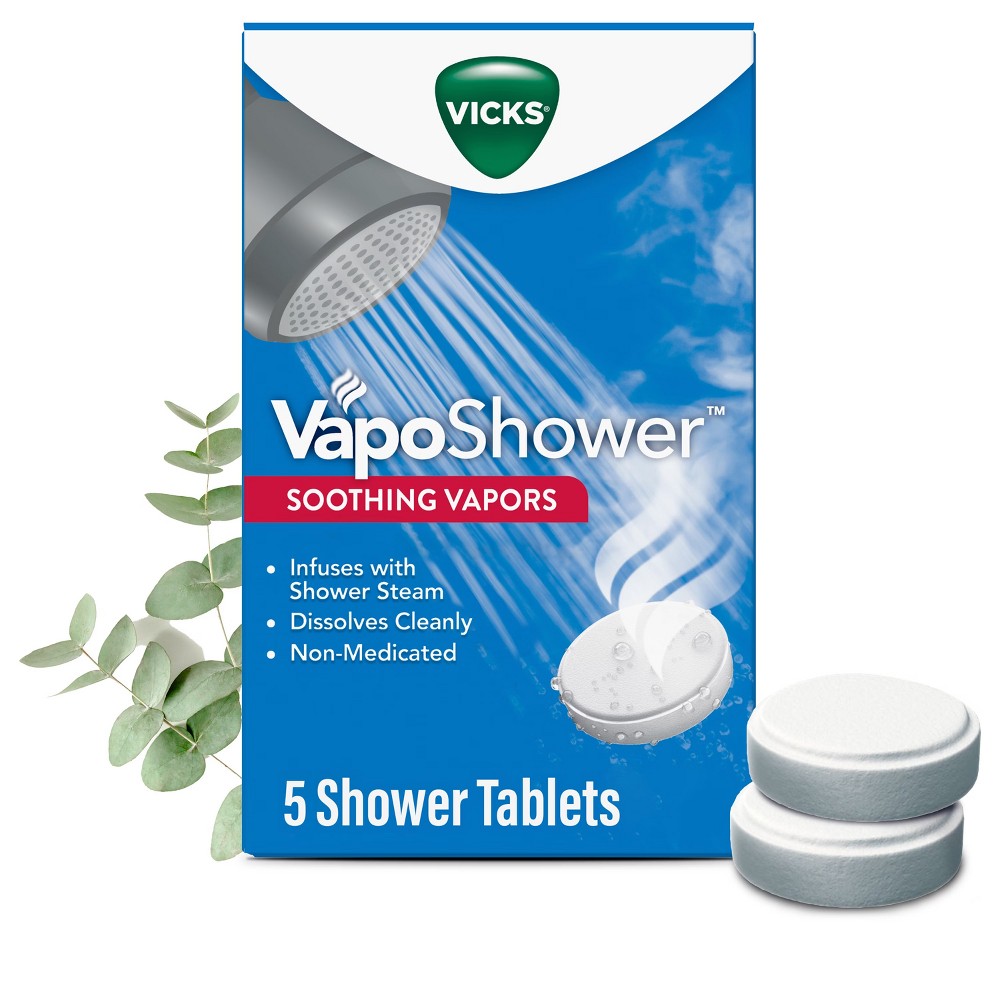 Vicks VapoShower Soothing Vapors Shower Tablets 5 ct product package