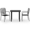vidaXL 3 Piece Patio Dining Set Black Glass and Steel - 2 of 4