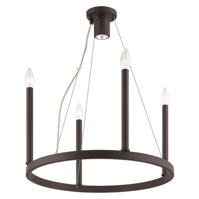 Bronze 5-Light Candle Chandelier with Steel Frame