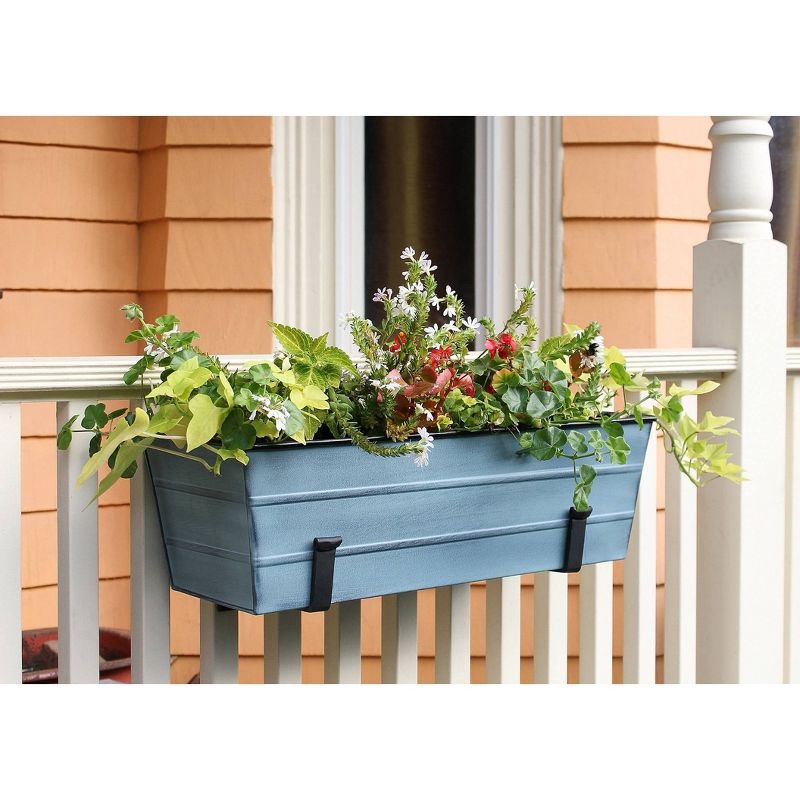 ACHLA Designs Galvanized With Wall Brackets Rectangular Steel Planter Boxes, 3 of 6