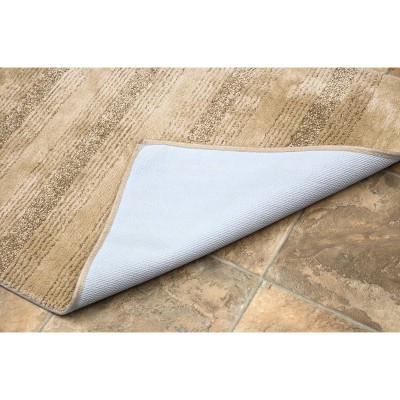 Essence 3-Piece Nylon Washable Bathroom Rug Set in Linen