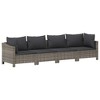 vidaXL 4 Piece Patio Lounge Set with Cushions Gray Poly Rattan - 2 of 4
