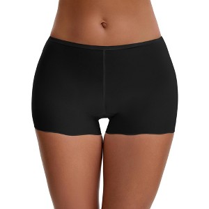 INSPIRE CHIC Women's Seamless Ice Silk Lace Trim Slip Shorts for Under Dresses Lightweight Elastic Boyshorts - 1 of 4