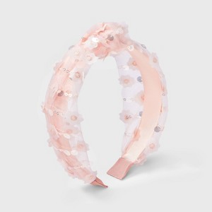 Girls' Sequin Flower and Top Knot Headband - Cat & Jack™️ - 1 of 3