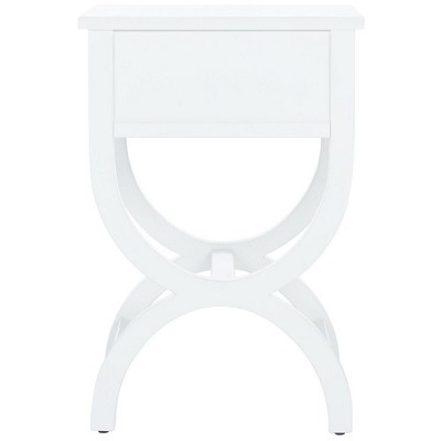 Dalat White Poplar Wood Night Table with Zinc Knob and Storage