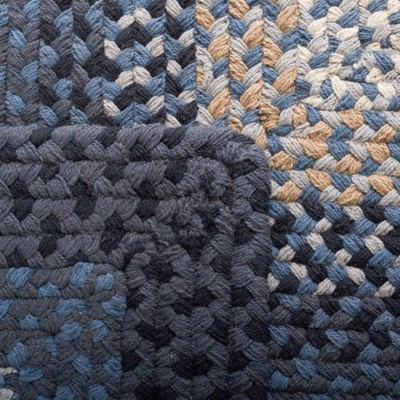 Dark Grey and Blue Braided Cotton Reversible Area Rug