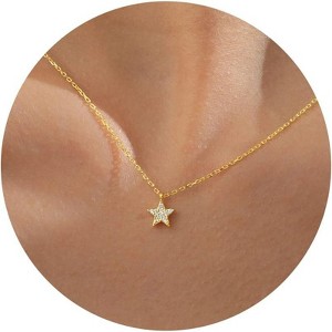 Gold Symbol Necklace for Women, 14K Gold Plated Infinity Star Evil Eye & Cross - 1 of 4
