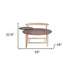HomeRoots 55" Brown Black and Gold Wood and Steel Three Tier Coffee Table - 3 of 4