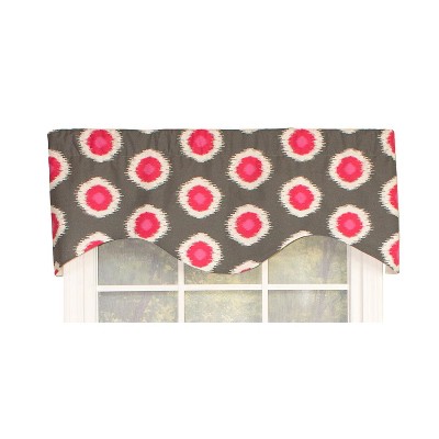 RLF Home Ikat Domino Cornice Window Treatment Valance Fits up to 48"W 3" Rod Pocket 50" x 17" Flamingo