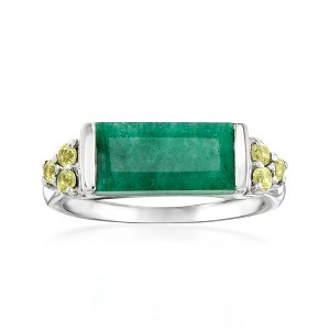 Ross-Simons 2.60 Carat Emerald and .10 ct. t.w. Peridot Ring in Sterling Silver - 1 of 4