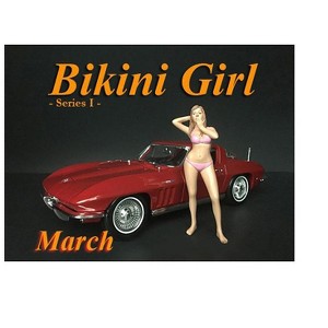 March Bikini Calendar Girl Figurine for 1/24 Scale Models by American Diorama - 1 of 3