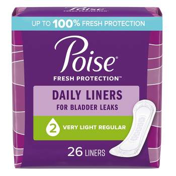 Poise Daily Postpartum Incontinence Panty Liners - Very Light Absorbency -  Long - 44ct : Target