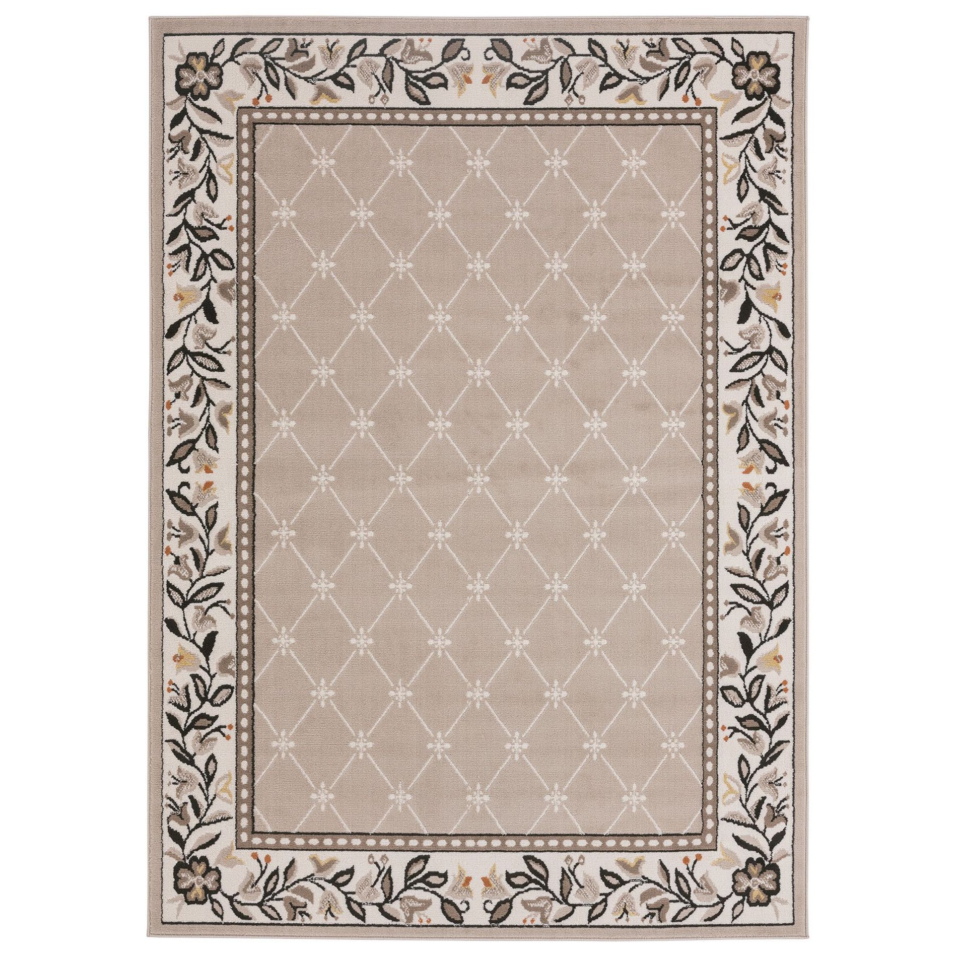 Home Dynamix Premium Aydin Traditional Diamond Floral Area Rug, Soft Beige, 5'3"x7'5"