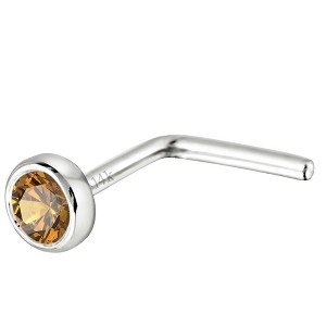 Jewelry Avalanche 22G 14K Gold Bezel-set Citrine L-shape Nose Stud - 1 of 3